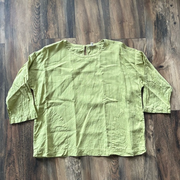 Eileen Fisher Tops - Eileen Fisher FIELD Organic  Linen Jewel Neck Box Top‎ Size PM,Peasant